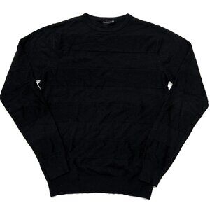 Cedar Wood State Mens Sweater XS Black Striped Crewneck Pullover Acrylic